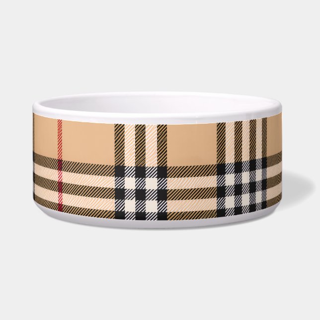 Chic Plaid Warm Tan Base White Black Brown Tartan (Right)
