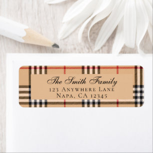 Chic Plaid Warm Tan Base White Black Customisable