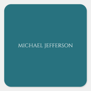 Chic Plain Dark Teal Color Personalized Custom Square Sticker