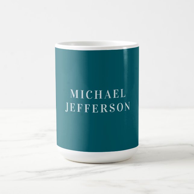 Chic Plain Dark Teal Colour Personalised Custom Coffee Mug (Center)