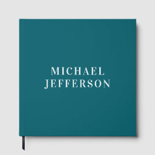 Chic Plain Dark Teal Colour Personalised Custom Guest Book