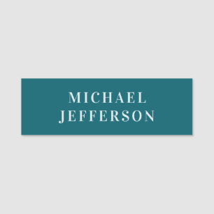 Chic Plain Dark Teal Colour Personalised Custom Name Tag