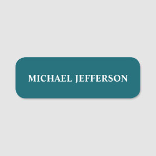 Chic Plain Dark Teal Colour Personalised Custom Name Tag