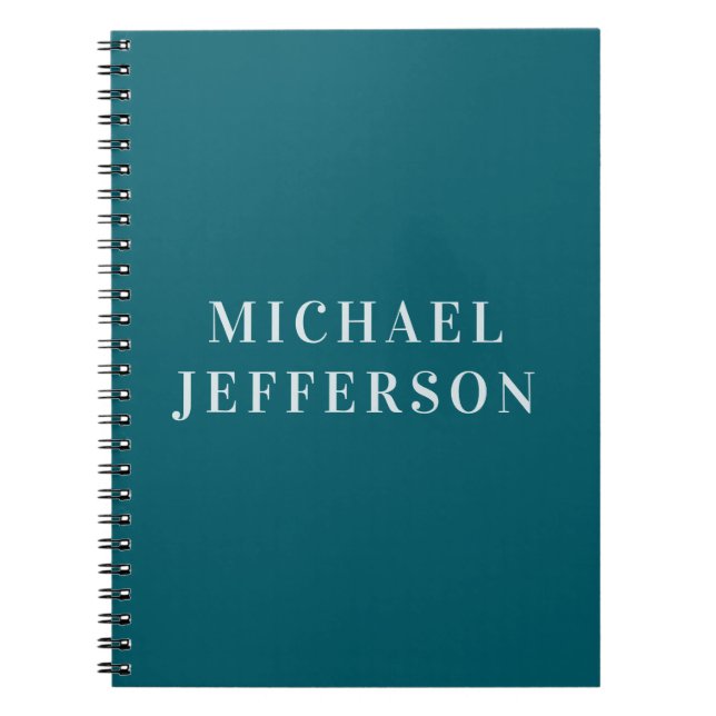 Chic Plain Dark Teal Colour Personalised Custom Notebook (Front)