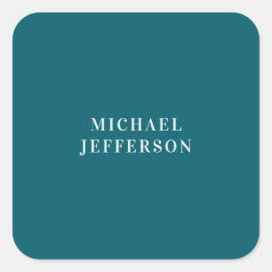 Chic Plain Dark Teal Colour Personalised Custom Square Sticker