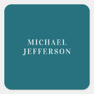 Chic Plain Dark Teal Colour Personalised Custom Square Sticker