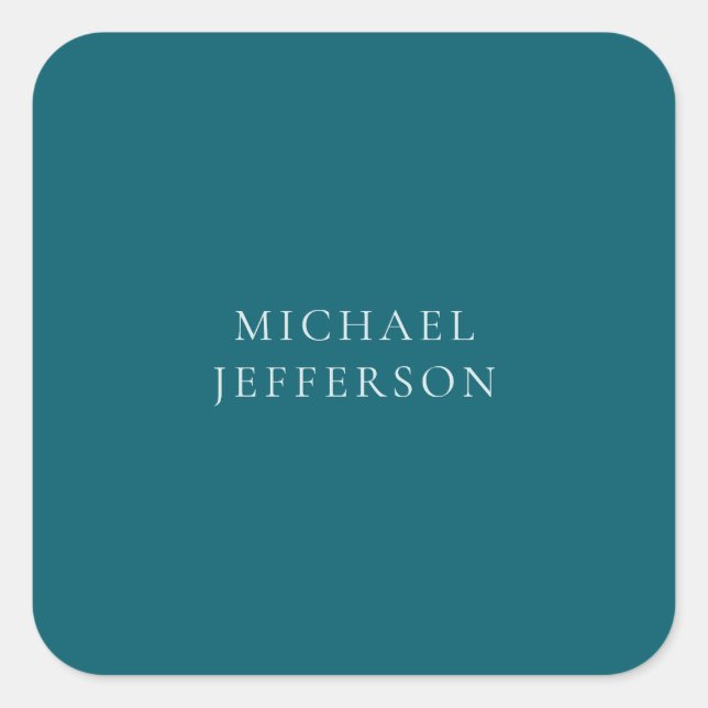 Chic Plain Dark Teal Colour Personalised Custom Square Sticker (Front)