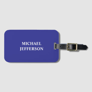 Chic Plain Deep Blue Personalised Custom Name Luggage Tag