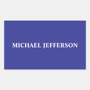 Chic Plain Deep Blue Personalised Custom Name Rectangular Sticker