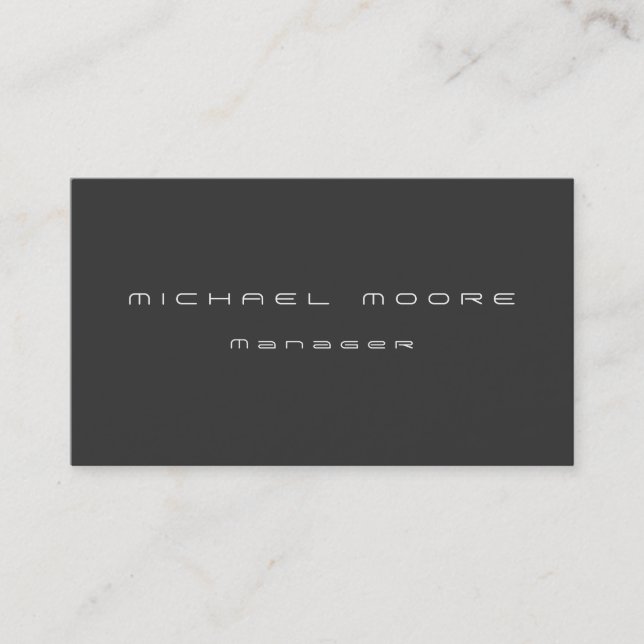 Chic Plain Grey Manager Business Card (Front)