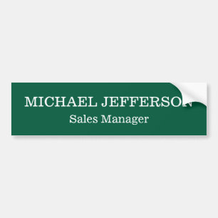 Chic Plain Hunter Green Colour Personalised Custom Bumper Sticker