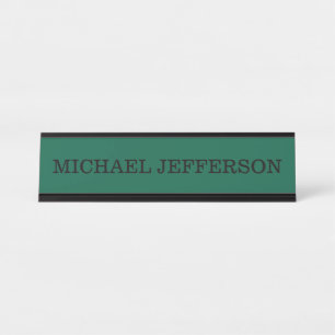 Chic Plain Hunter Green Colour Personalised Custom Desk Name Plate