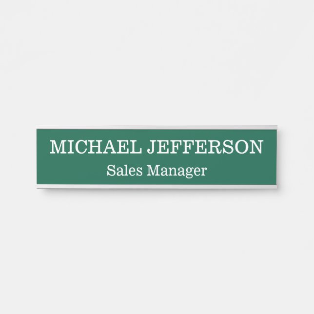 Chic Plain Hunter Green Colour Personalised Custom Door Sign (Front)
