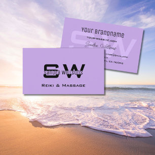 Chic Plain Lilac Simple with Monogram Light Purple Business Card