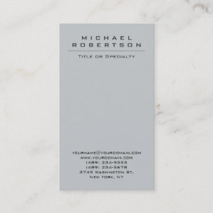 Chic Plain Vertical Grey Unique Business Card