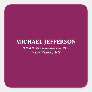 Chic Plain Wine Colour Personalised Custom Square Sticker