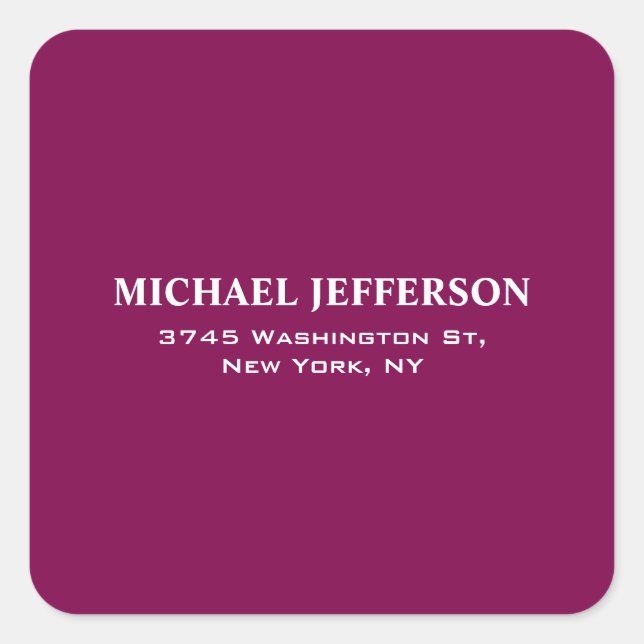 Chic Plain Wine Colour Personalised Custom Square Sticker (Front)
