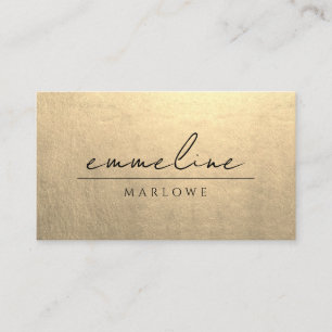 Chic Platinum Gold Modern Minimalist Black Business Card