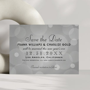 Chic Platinum Grey Champagne Bubble Wedding Save The Date