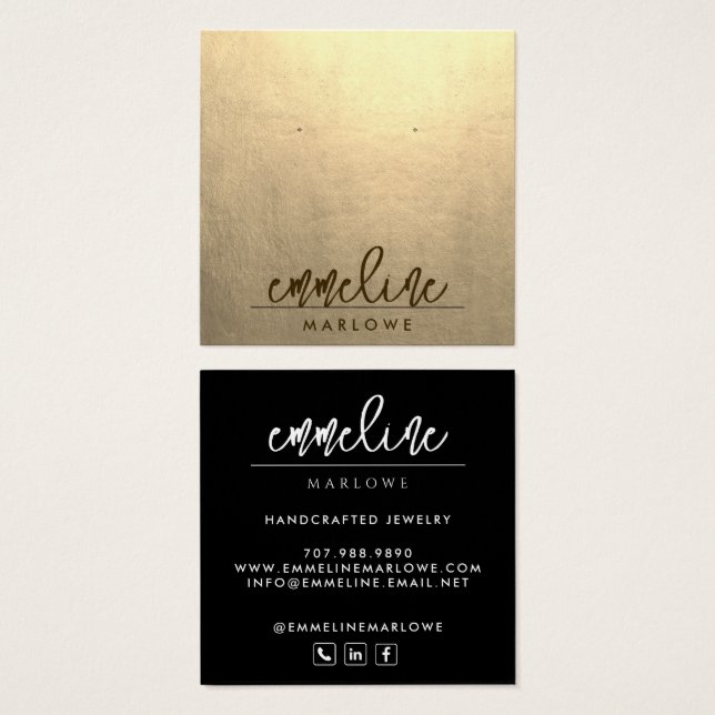 Chic Platinum Minimalist Black Earring Jewellery (Front & Back)