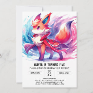 Chic Playful Fox Birthday Invitation