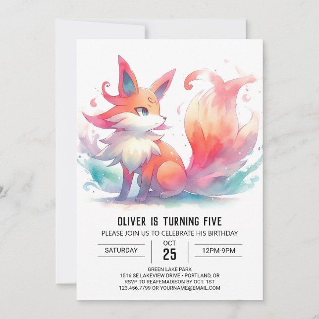  Chic Playful Fox Birthday Invitation (Front)