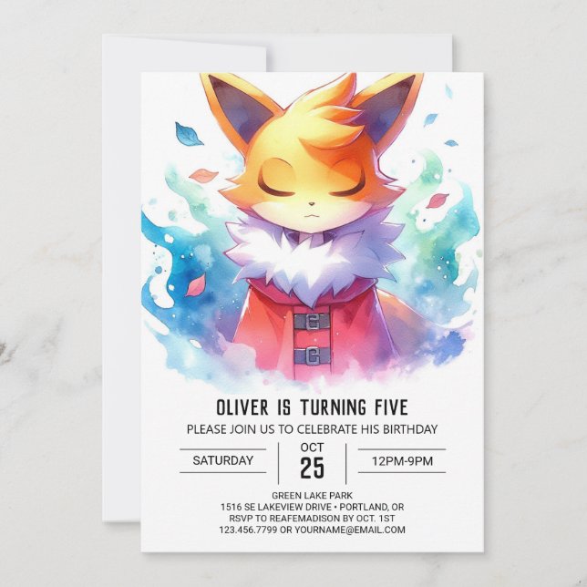Chic Playful Fox Birthday Invitation (Front)