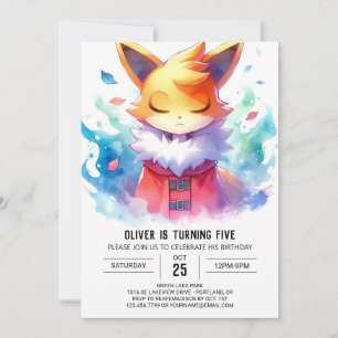 Chic Playful Fox Birthday Invitation