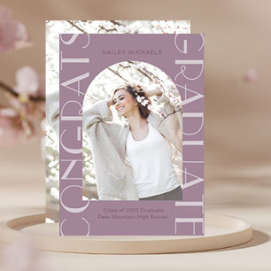 Chic Plum Two Photo Graduation Invitation