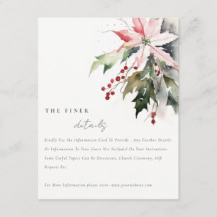 Chic Poinsettia Berries Foliage Wedding Details Enclosure Card