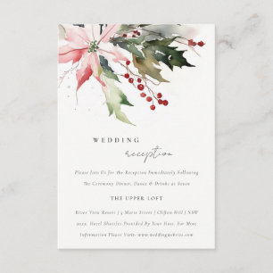 Chic Poinsettia Berries Foliage Wedding Reception Enclosure Card