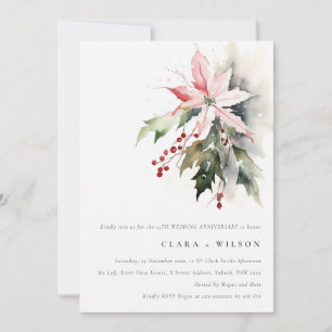 Chic Poinsettia Berry Foliage Wedding Anniversary Invitation