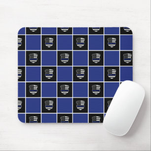 Chic Police Officer Thin Blue Line Badge Pattern Mouse Mat