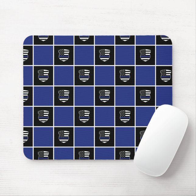 Chic Police Officer Thin Blue Line Badge Pattern Mouse Mat (With Mouse)