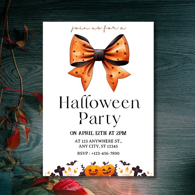 Chic Polka Dot Bow Halloween Party Invitation (Chic Polka Dot Bow Halloween Party Invitation
)