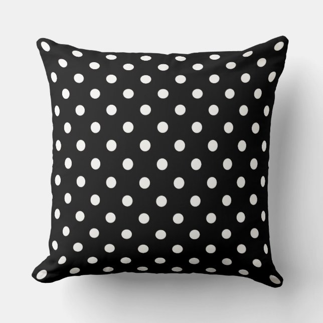 Chic Polka Dot Party Black & White Aesthetic Cushion (Front)