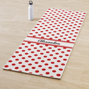 Chic Polka Dot Red White Background Yoga Mat