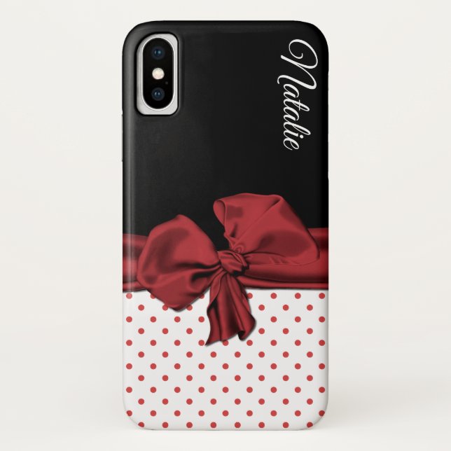 Chic Polka Dots and Bow iPhone X Case (Back)