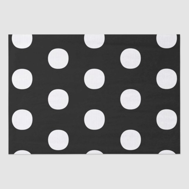 Chic polka dots black white big bold modern tissue paper (Front)