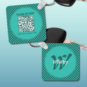 Chic Polka Dots Theme Smart Dynamic QR Code Key Ring