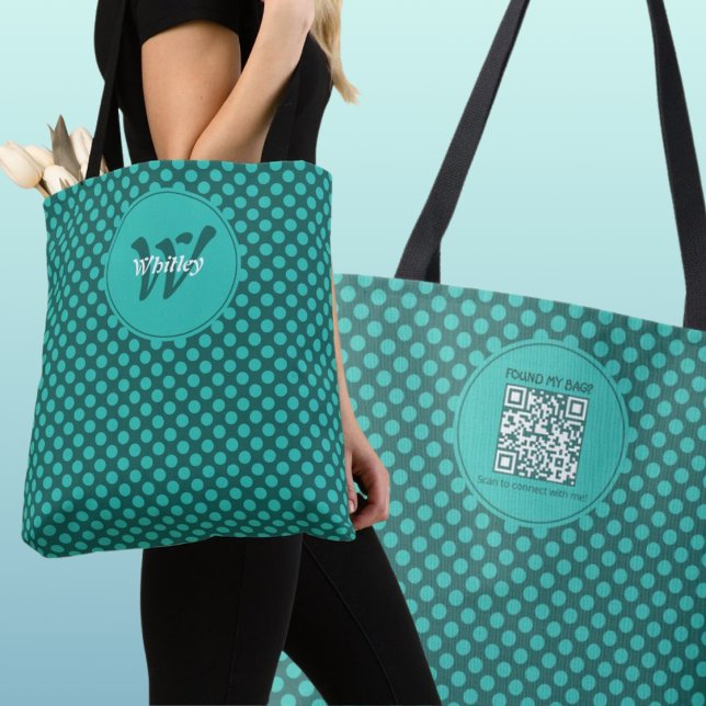 Chic Polka Dots Theme Smart Dynamic QR Code Tote Bag (Chic Polka Dots Theme Smart Dynamic QR Code Tote Bag)