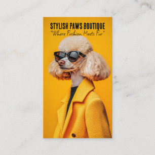 Chic Poodle in Sunglasses and Yellow Coat Business Card