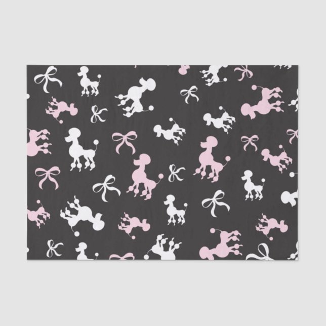 Chic Poodles Pink and Black Tissue Paper (Front)