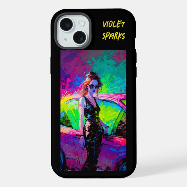 Chic Pop Art Anime Female with Car iPhone case (Back)