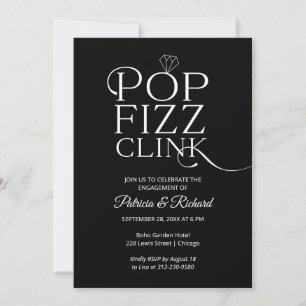 Chic Pop Fizz Clink Engagement Party Invitation