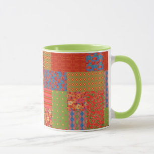 Chic Poppies Faux-patchwork Ringer Coffee Mug