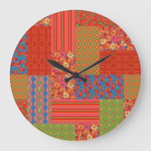 Chic Poppies Faux-patchwork Wall Clock