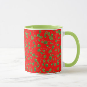 Chic Poppy Buds on Red Ringer Coffee Mug