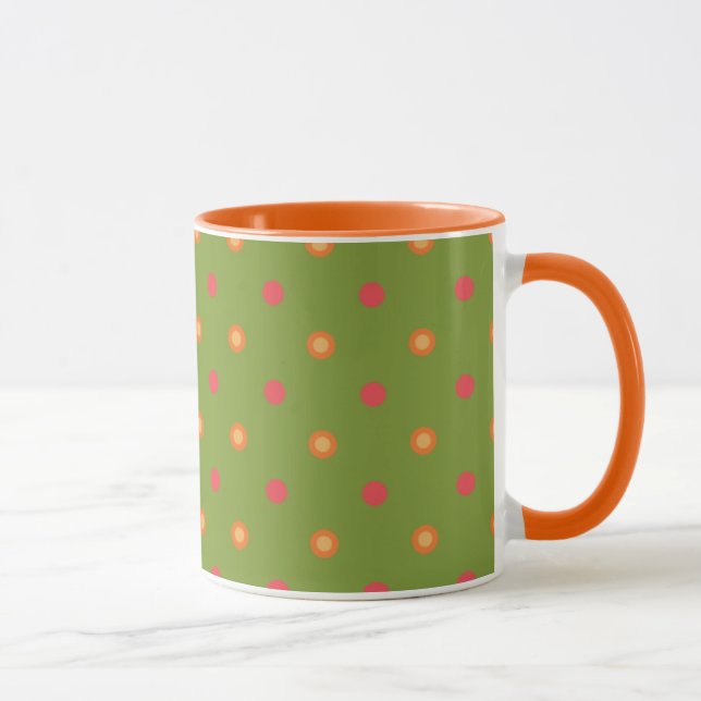 Chic Poppy Colours Polka Dots Ringer Coffee Mug (Right)