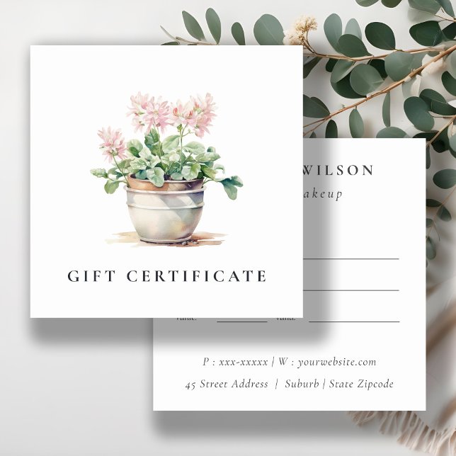 Chic Potted Floral House Plants Gift Certificate (Creator Uploaded)